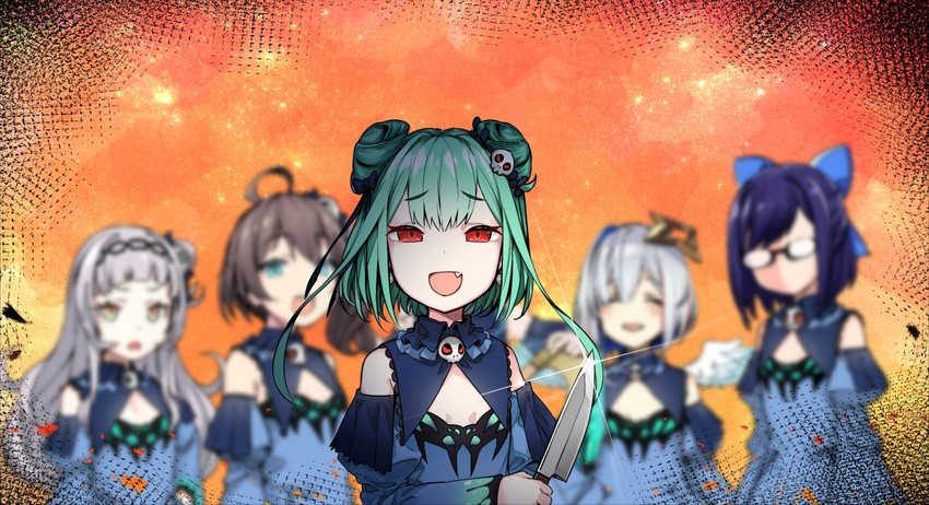 hoshimachi suisei, amane kanata, murasaki shion, uruha rushia, natsuiro matsuri, and 1 more (hololive) drawn by tenbin_gashira