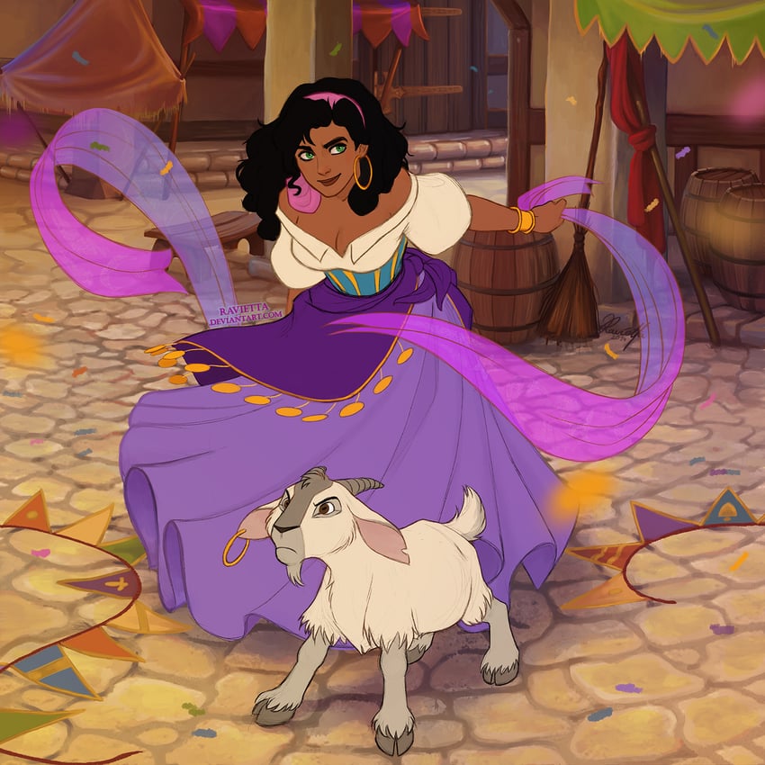 esmeralda and djali (the hunchback of notre dame) drawn by ravietta