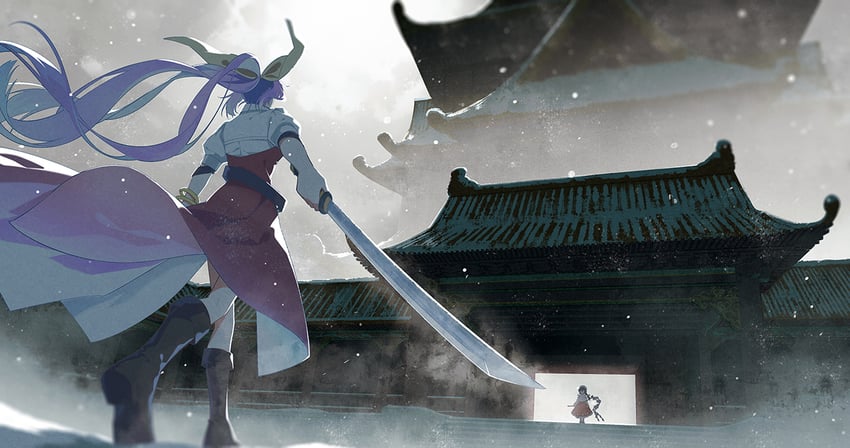watatsuki no yorihime and moonlight's anti-soul (touhou) drawn by banjie