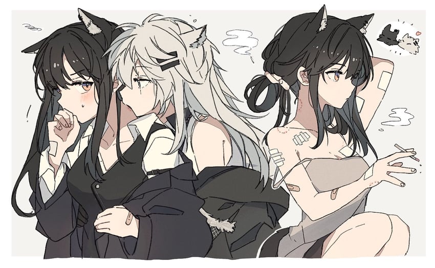 texas, lappland, and texas the omertosa (arknights) drawn by seri_(vyrlw)