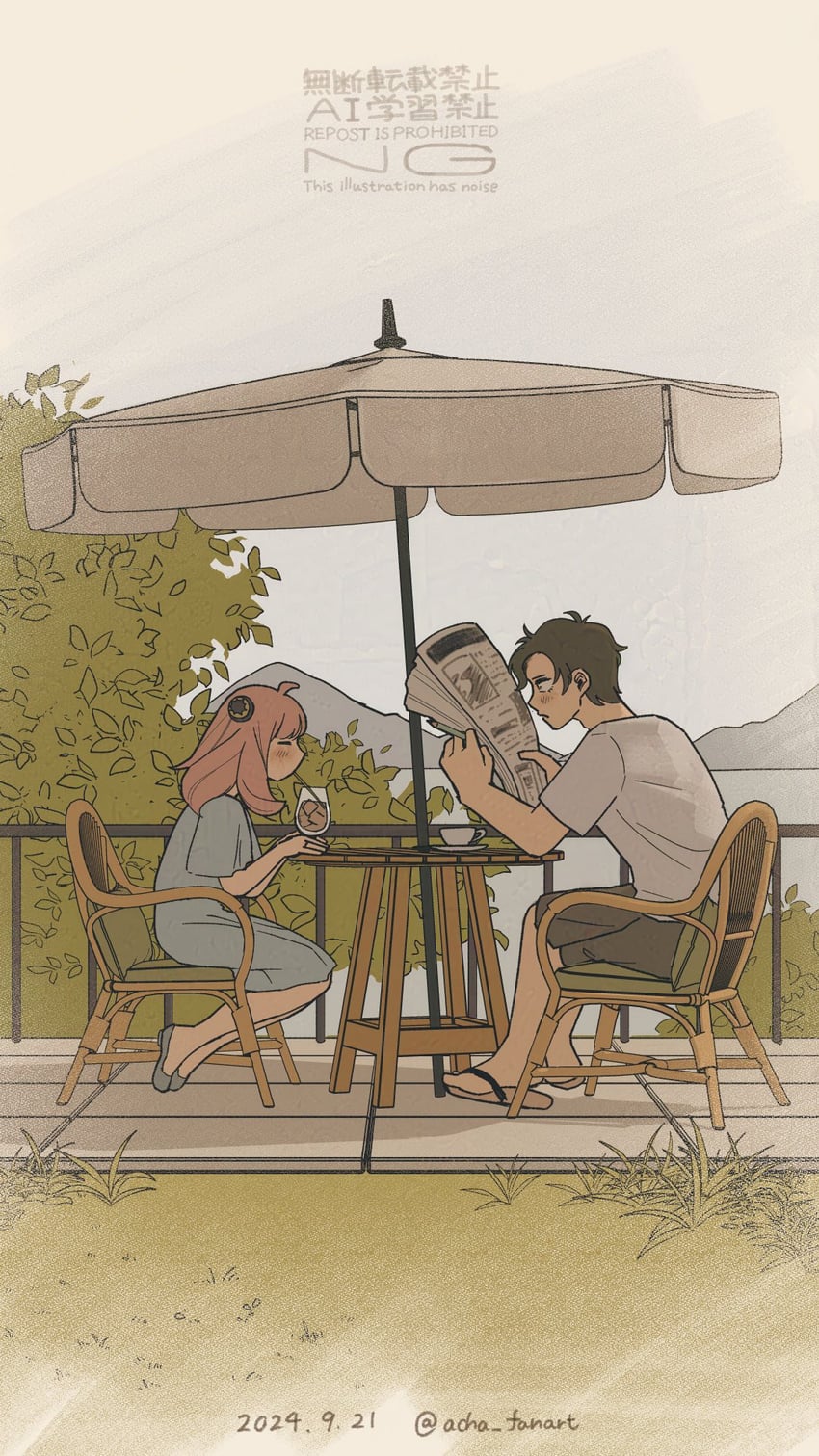 anya and damian desmond (spy x family) drawn by acha_fanart