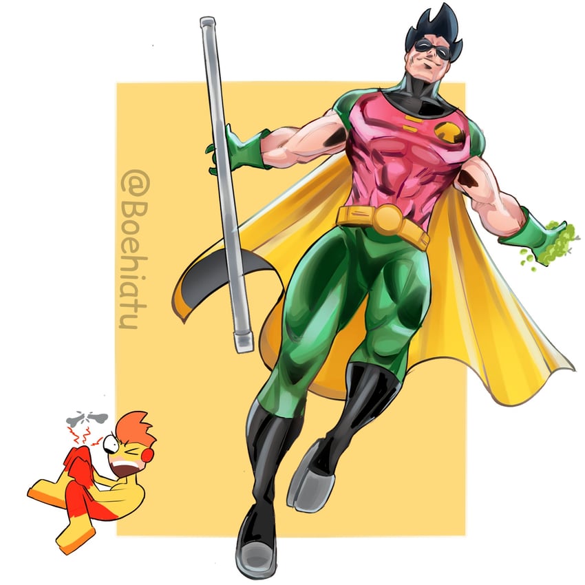 robin, dick grayson, wally west, and kid flash (dc comics and 1 more) drawn by boehiatu