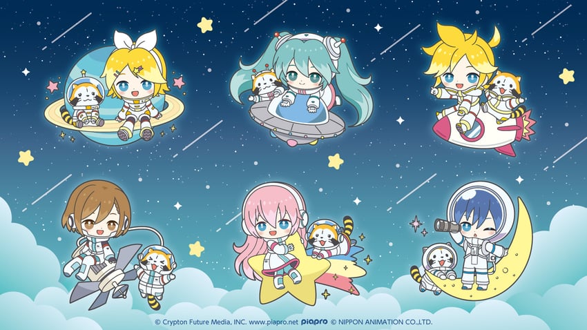 hatsune miku, kagamine rin, kagamine len, megurine luka, kaito, and 1 more (vocaloid and 1 more)