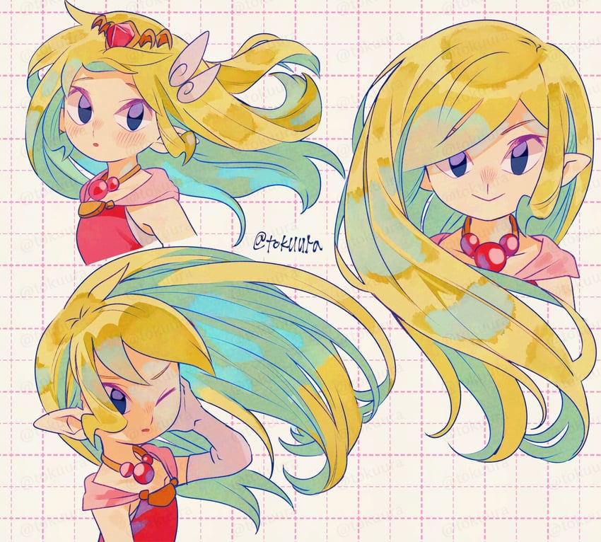 princess zelda and toon zelda (the legend of zelda and 1 more) drawn by tokuura