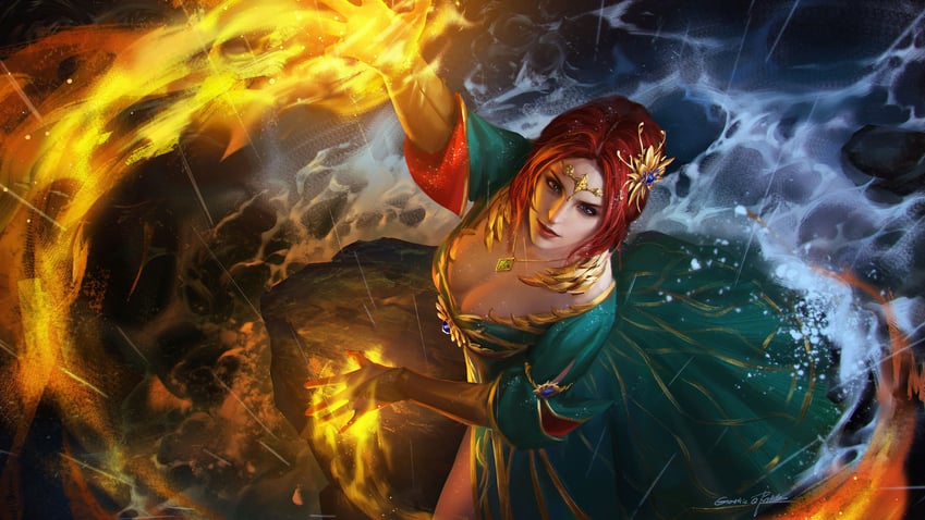 triss merigold (the witcher and 1 more) drawn by qichao_wang
