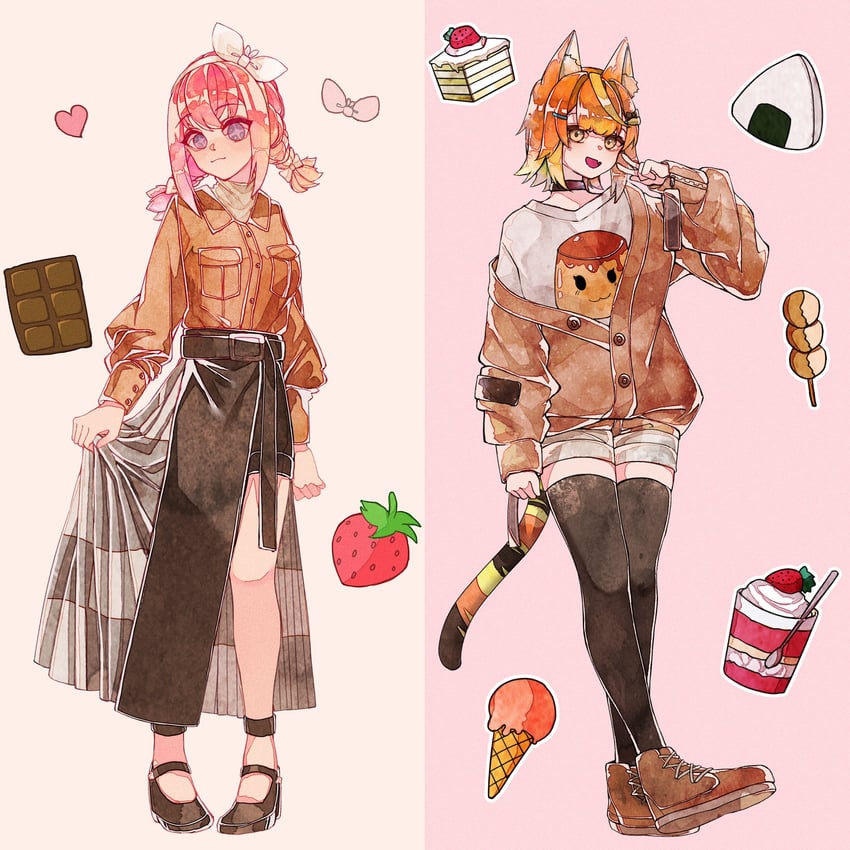 hibiki du ca and akatsuki banmai (nijigen project) drawn by jimelia_watsphen