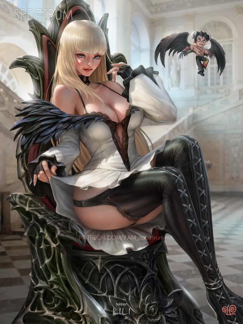 lili, kazama jin, and devil jin (tekken and 1 more) drawn by yam_spectrum