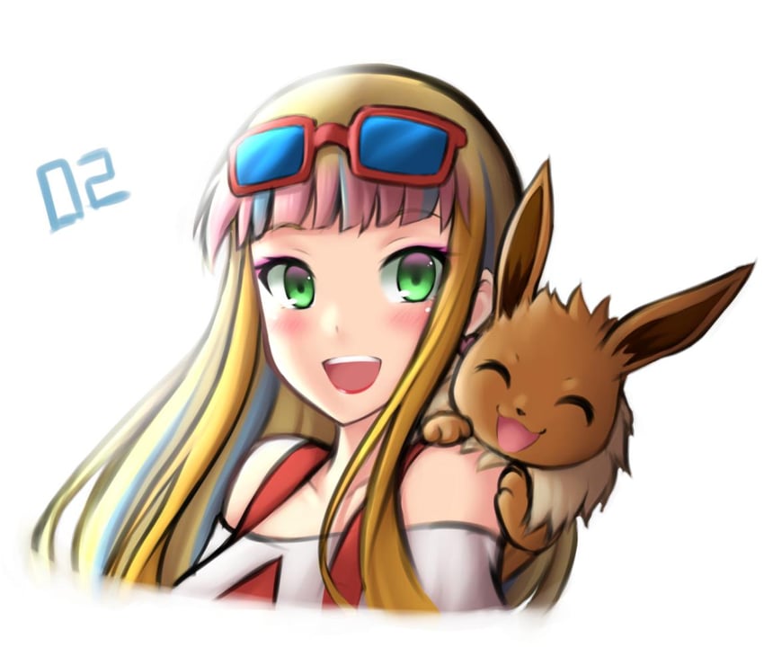 eevee and risa (pokemon and 1 more) drawn by pinguinkotak