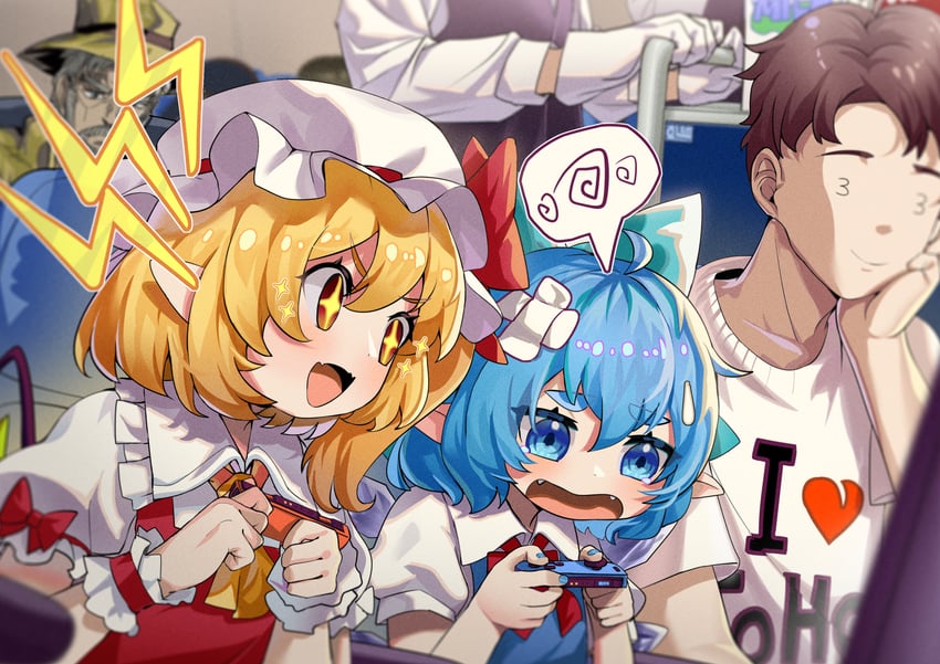flandre scarlet, cirno, and joseph joestar (touhou and 2 more) drawn by hxj_(2324184595)