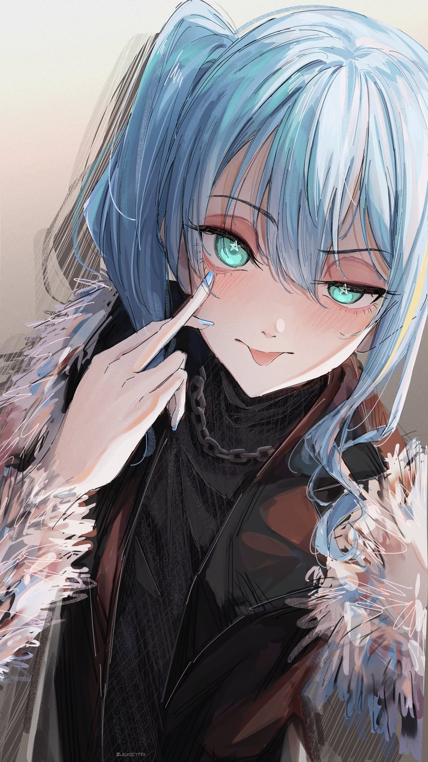 hoshimachi suisei (hololive and 1 more) drawn by leukocytek