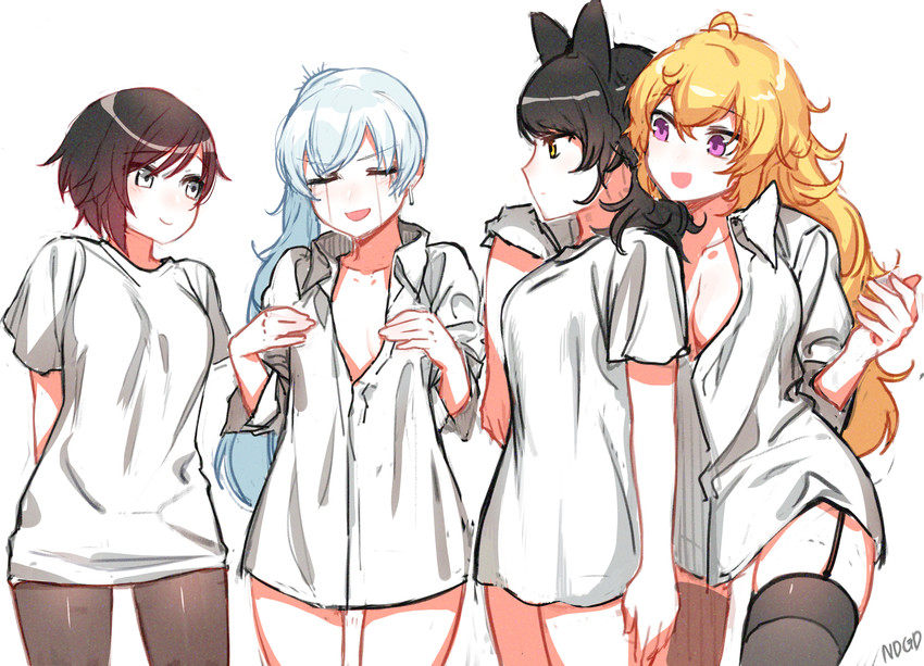 ruby rose, weiss schnee, yang xiao long, and blake belladonna (rwby) drawn by ndgd