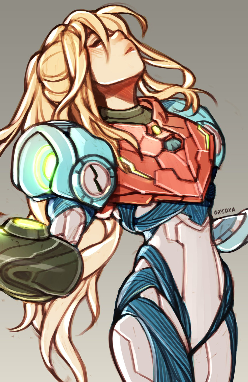 samus aran (metroid and 1 more) drawn by oxcoxa