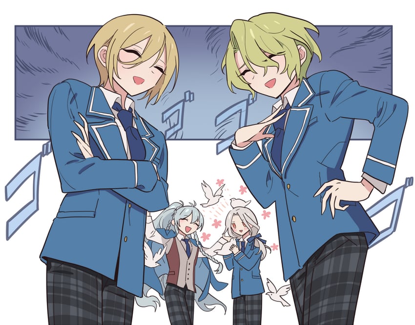 tenshouin eichi, hibiki wataru, ran nagisa, and tomoe hiyori (ensemble stars!) drawn by meremero