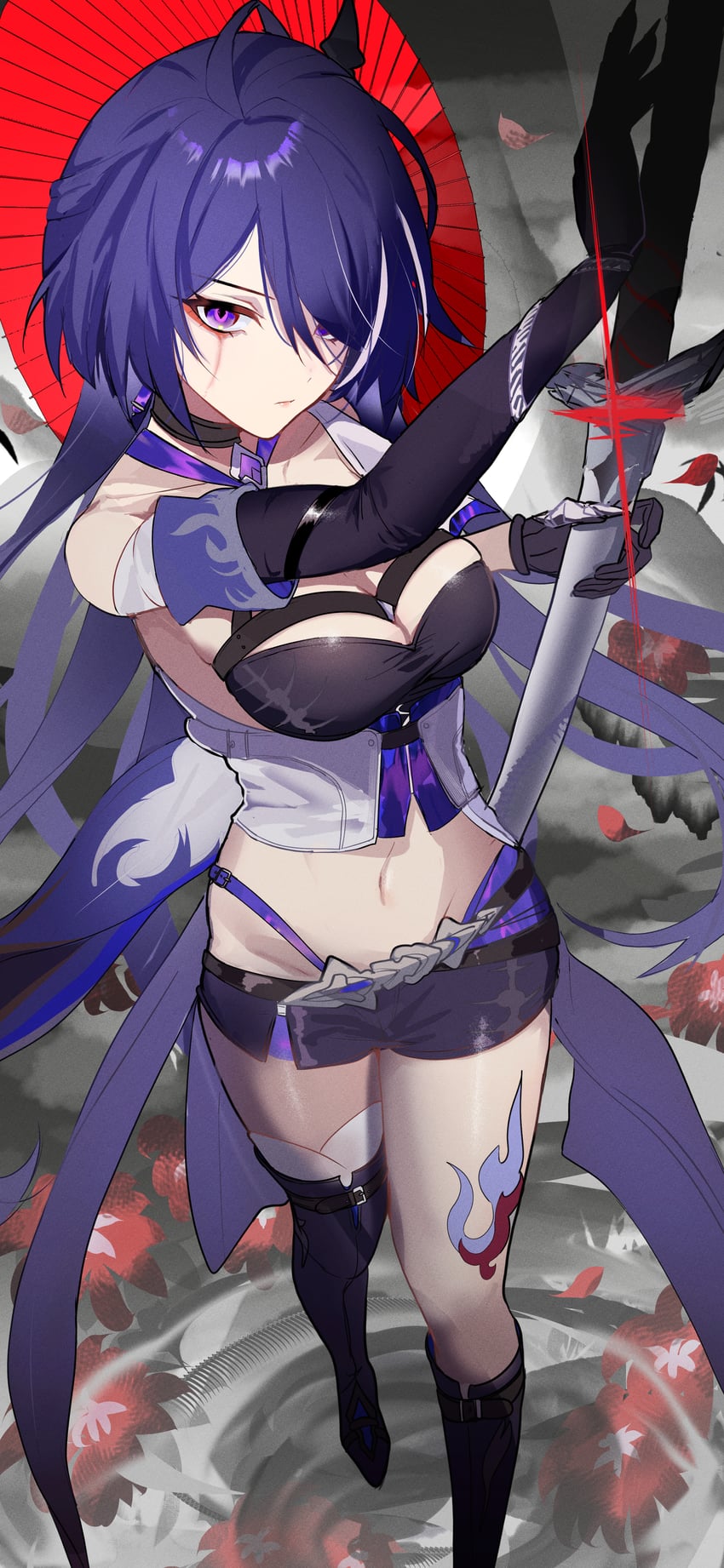 acheron (honkai and 1 more) drawn by maria_(syake-uni)