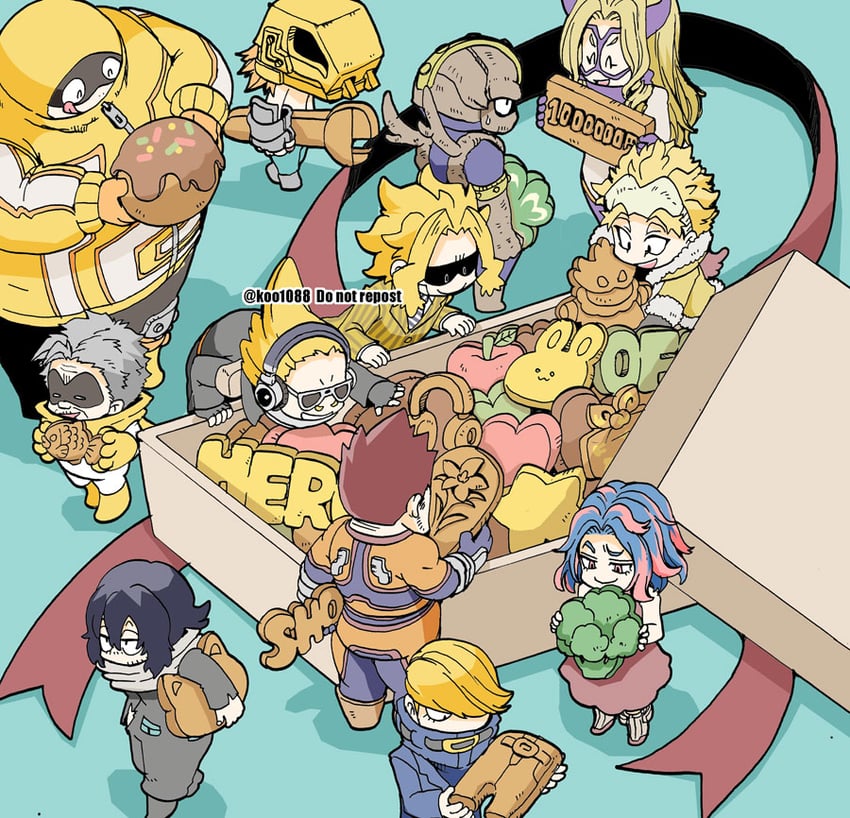 endeavor, hawks, aizawa shota, mount lady, yagi toshinori, and 7 more (boku no hero academia) drawn by koo1088