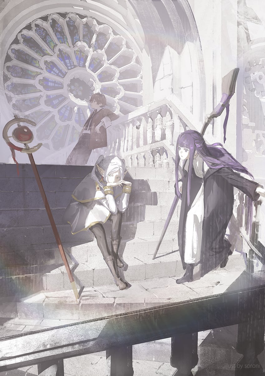 frieren, fern, and stark (sousou no frieren) drawn by sorrowny