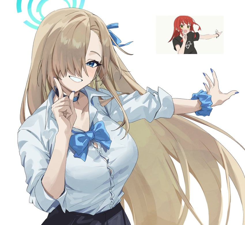 asuna, kita ikuyo, and hasegawa ikumi (blue archive and 2 more) drawn by kamu_(kamuuei)