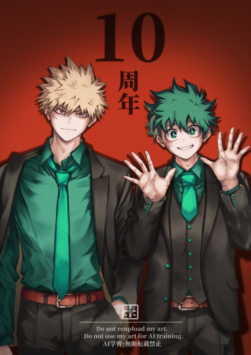 midoriya izuku and bakugou katsuki (boku no hero academia) drawn by ho_(dotto615)