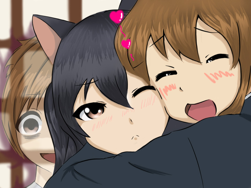 nakano azusa, hirasawa yui, and hirasawa ui (k-on!) drawn by nukonu-ko