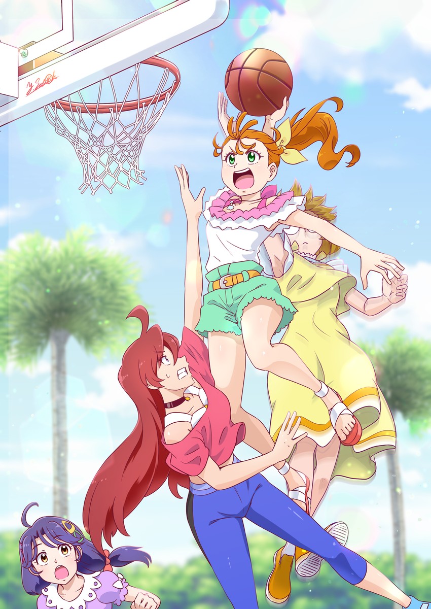 natsuumi manatsu, suzumura sango, takizawa asuka, and ichinose minori (precure and 1 more) drawn by satou_yasu