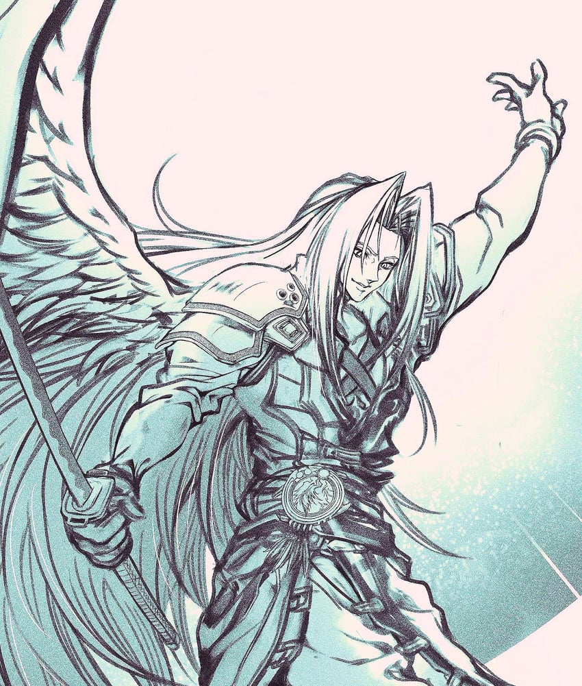 sephiroth (final fantasy and 2 more) drawn by mochi_mangaka