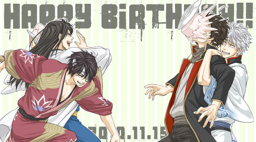 sakata gintoki, takasugi shinsuke, katsura kotarou, and sakamoto tatsuma (gintama) drawn by kiichi_(9ta)