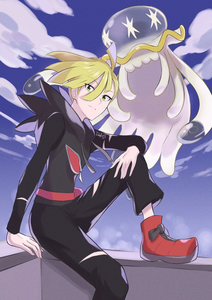 gladion, nihilego, and lillie (pokemon and 1 more) drawn by dusk_poke27