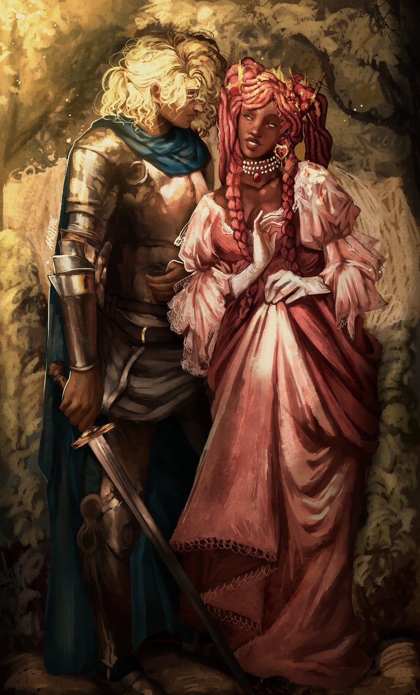princess cookie and knight cookie (cookie run) drawn by tigerfeathers