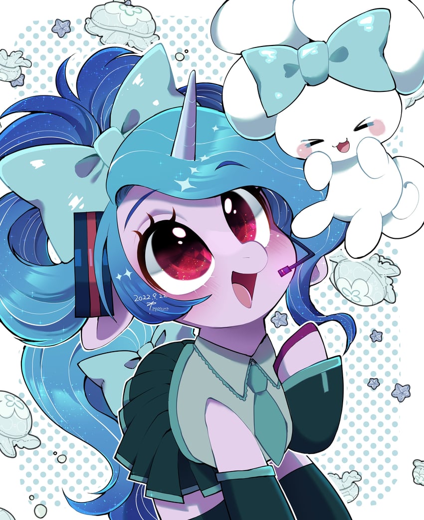 hatsune miku, cinnamoroll, cinnamiku, and izzy moonbow (vocaloid and 4 more) drawn by mamechi_(potetecyu_to)