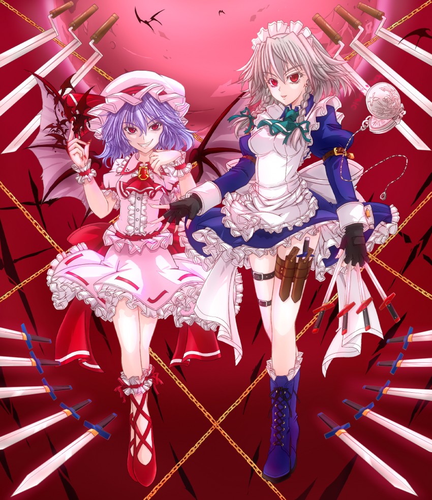 remilia scarlet and izayoi sakuya (touhou) drawn by mickey_dunn
