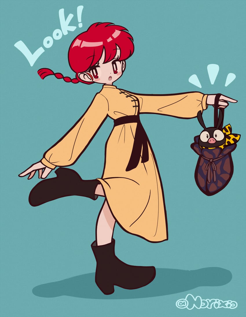 ranma-chan and p-chan (ranma 1/2) drawn by norixio