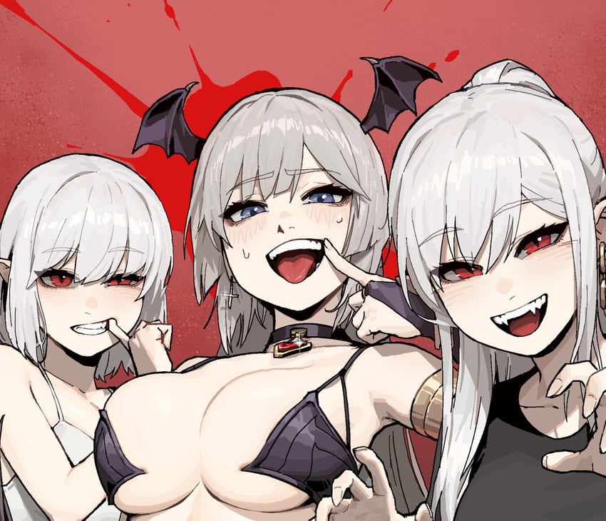 vampire, vampire's sister, and maid (original) drawn by gogalking