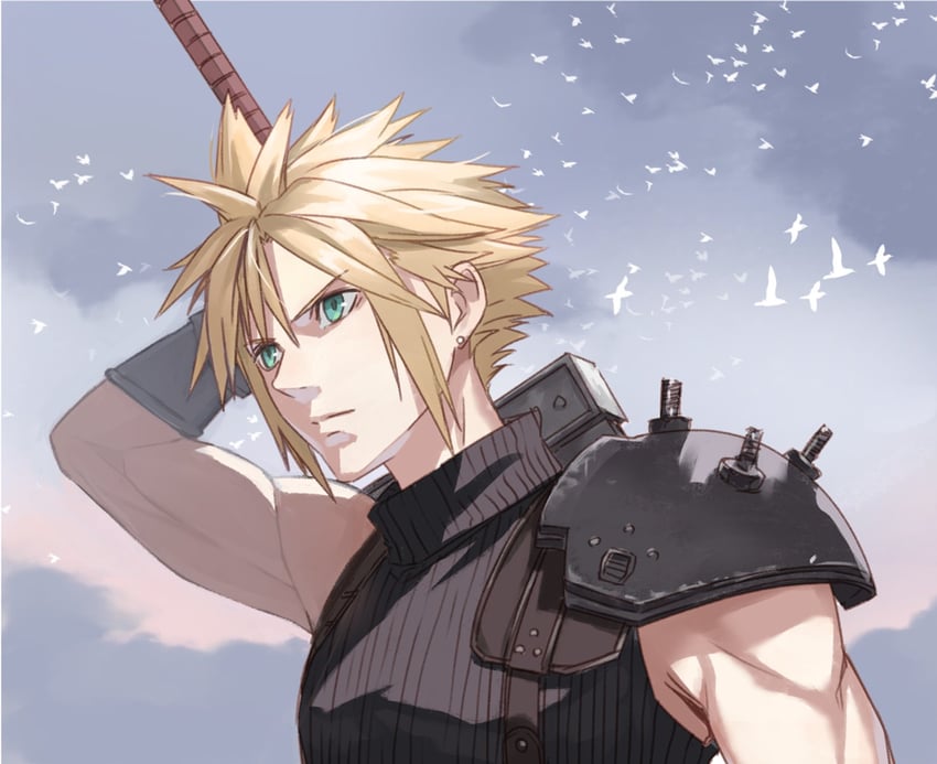 cloud strife (final fantasy and 3 more) drawn by decoponmagi