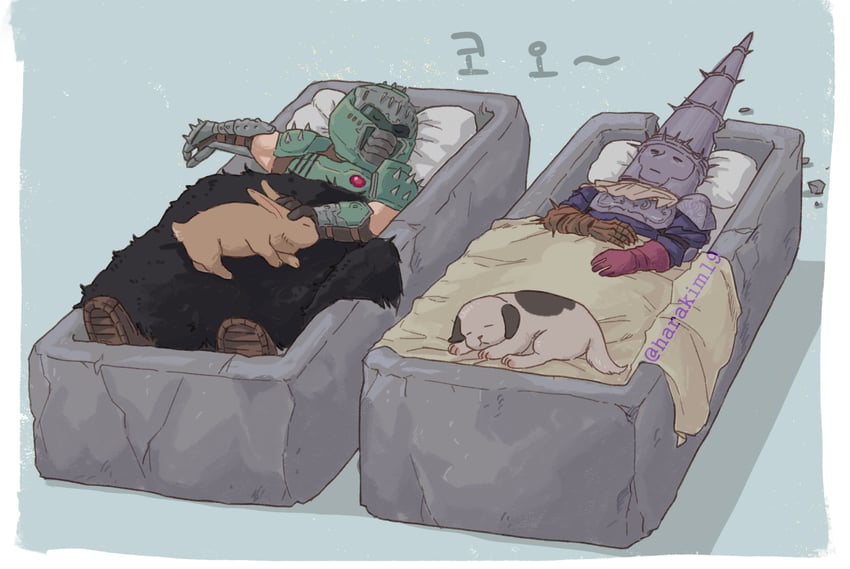 doomguy, penitent one, and daisy (doom and 2 more) drawn by harakim19