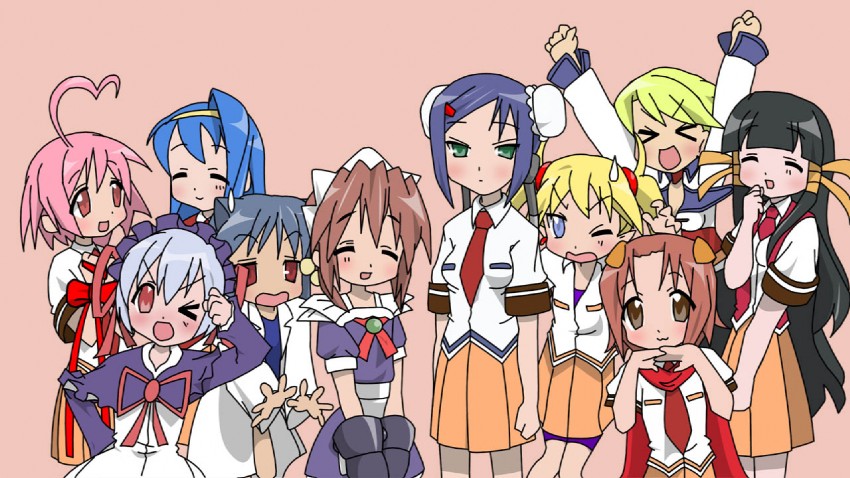hiiragi kagami, izumi konata, hiiragi tsukasa, takara miyuki, kobayakawa yutaka, and 16 more (lucky star and 1 more)