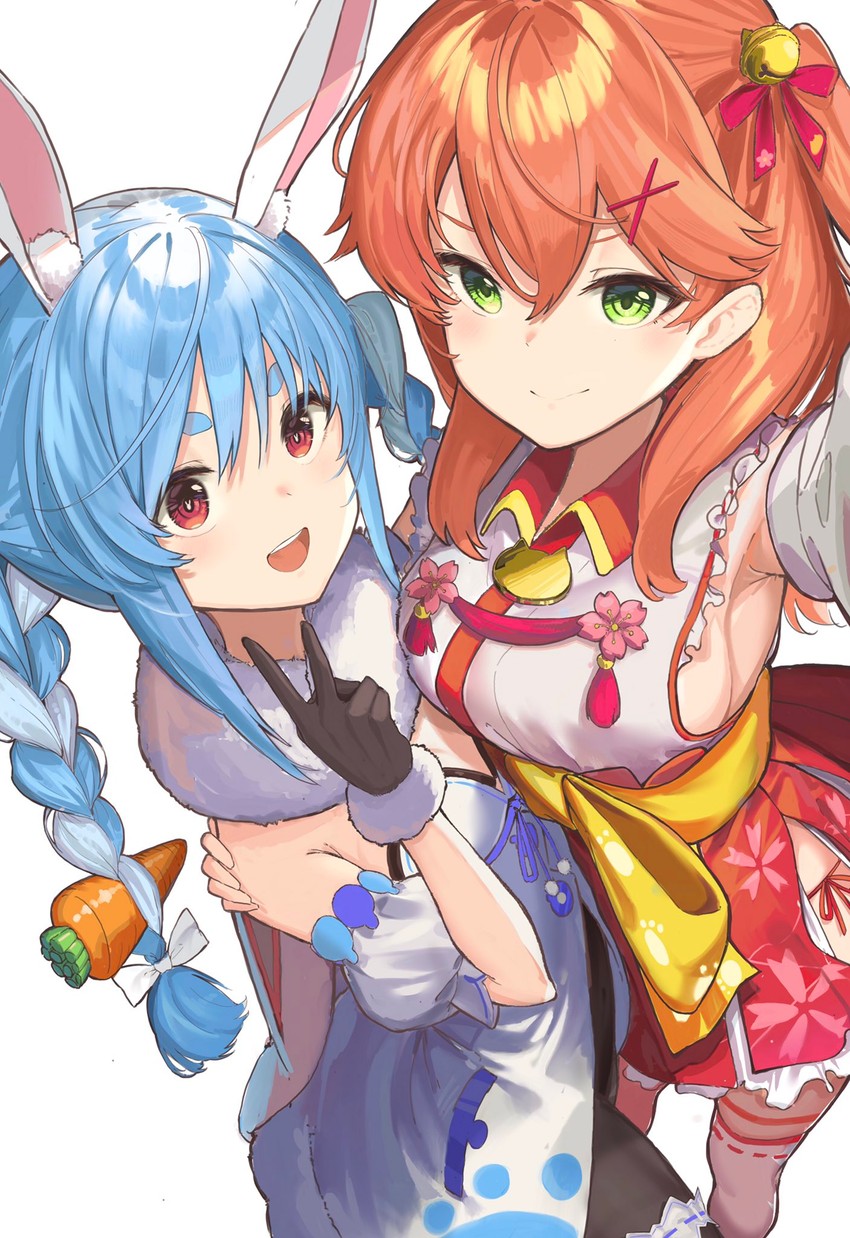 usada pekora and sakura miko (hololive) drawn by shirokuma_1231