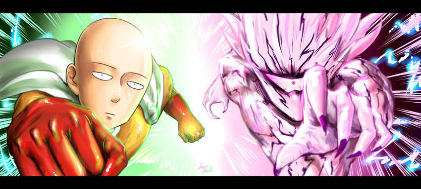 saitama and lord boros (one-punch man) drawn by jazz_jack