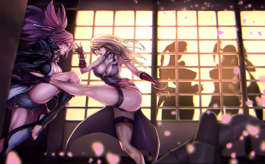 morrigan aensland, baiken, crimson viper, and b. jenet (street fighter and 5 more) drawn by platinum_disco