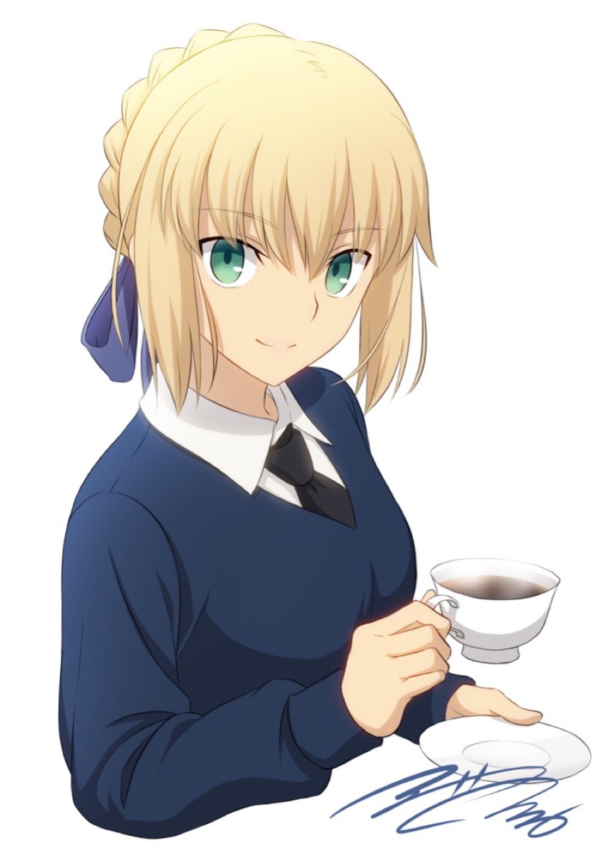 artoria pendragon, saber, and darjeeling (fate and 2 more) drawn by fumika_asano