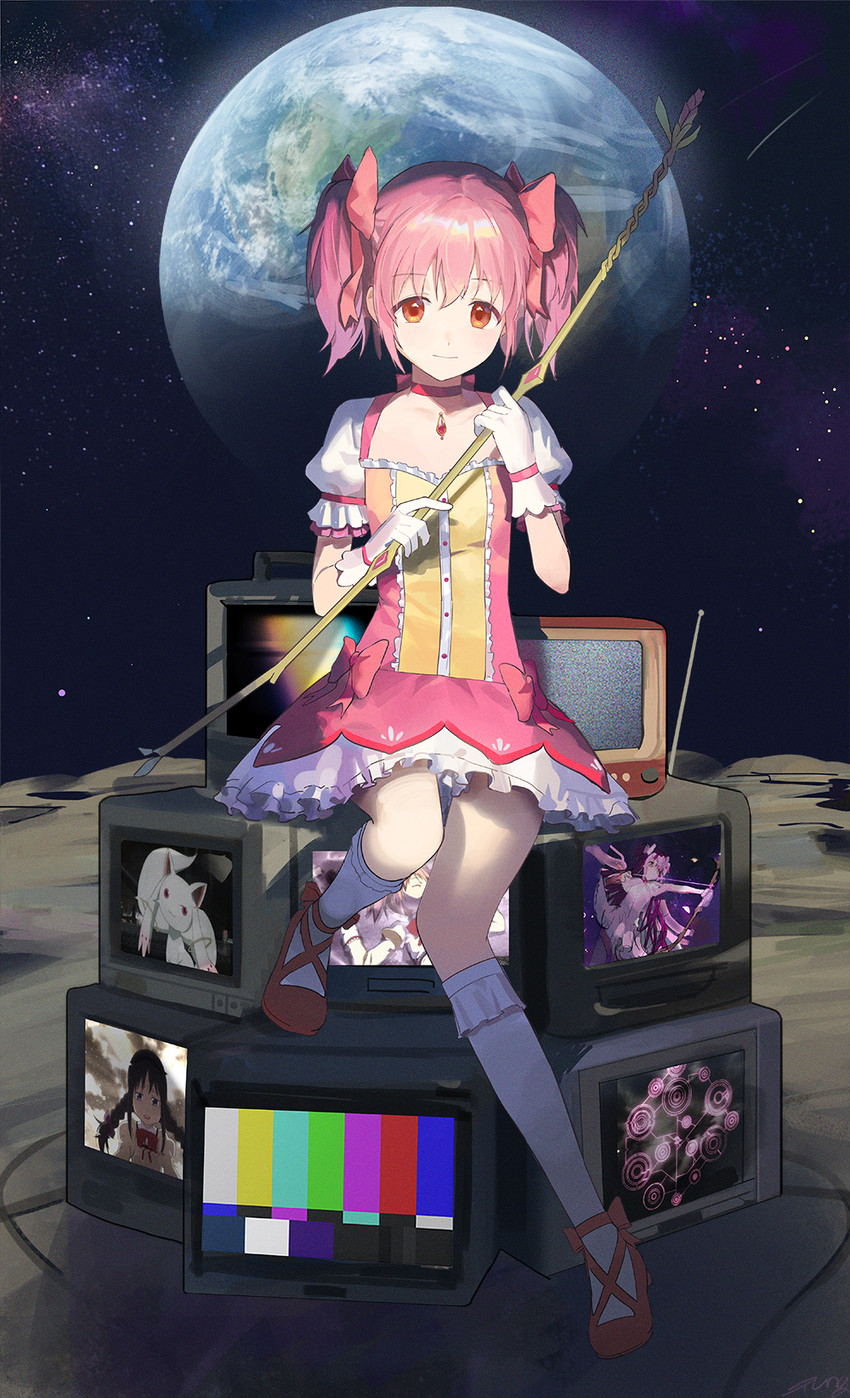 akemi homura, kaname madoka, kyubey, and ultimate madoka (mahou shoujo madoka magica) drawn by spung