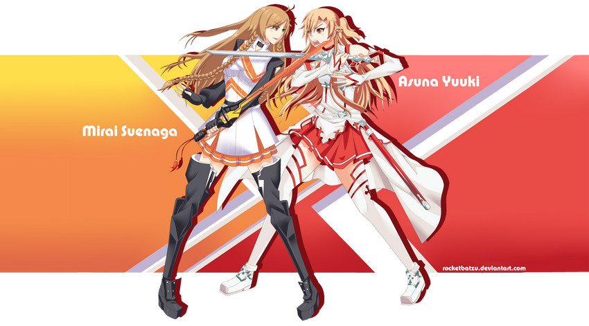 asuna and suenaga mirai (sword art online and 2 more) drawn by rocketbatzu