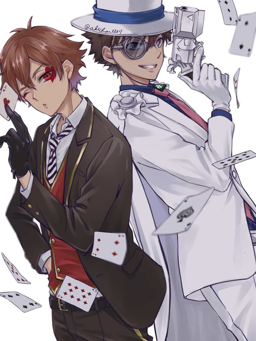 kaitou kid and ace trappola (twisted wonderland and 2 more) drawn by ukichan12011