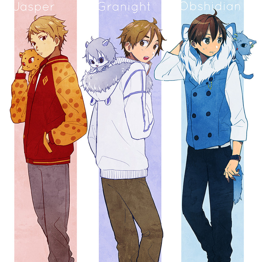 ooji mochizou, kanbara akihito, obsidian, dian, jasper, and 1 more (tamako market and 2 more) drawn by momose_(oqo)