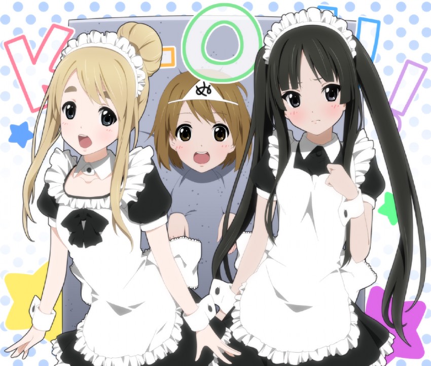 akiyama mio, hirasawa yui, and kotobuki tsumugi (k-on!) drawn by ama_mitsuki