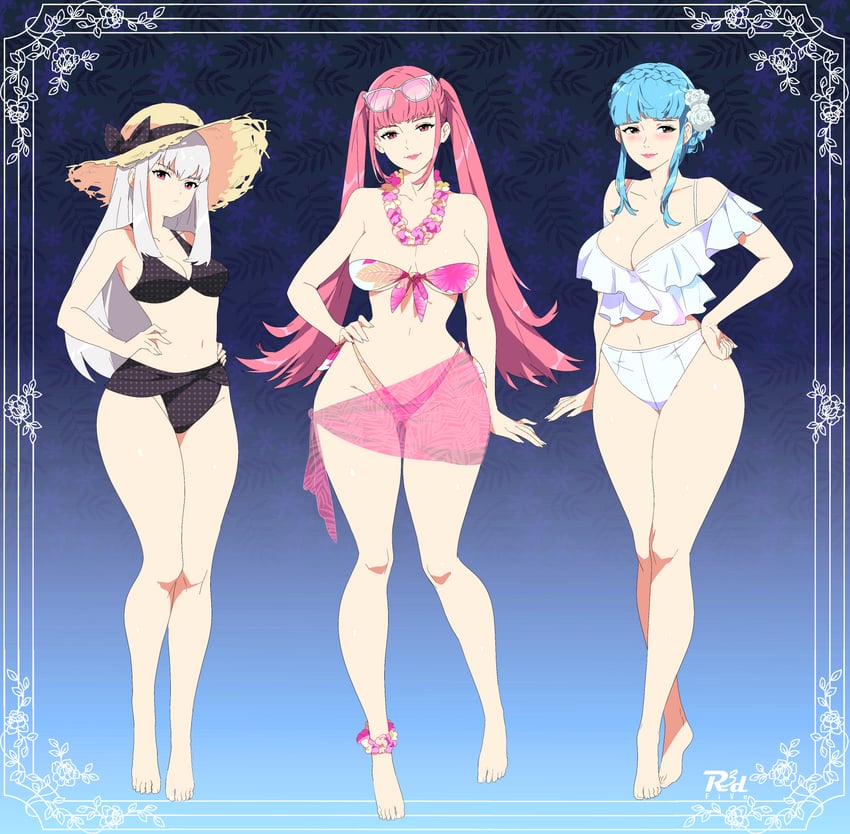 hilda valentine goneril, lysithea von ordelia, and marianne von edmund (fire emblem and 1 more) drawn by r3dfive