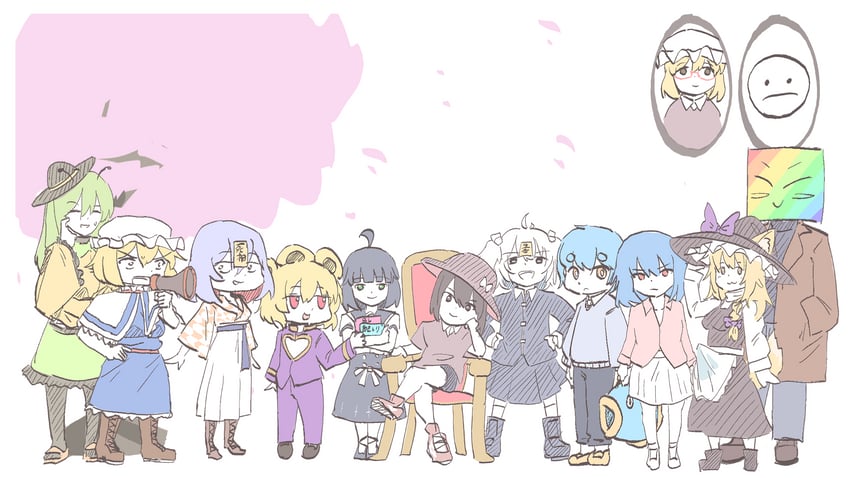 kirisame marisa, komeiji koishi, alice margatroid, giorno giovanna, nyon, and 10 more (touhou and 4 more) drawn by leftame