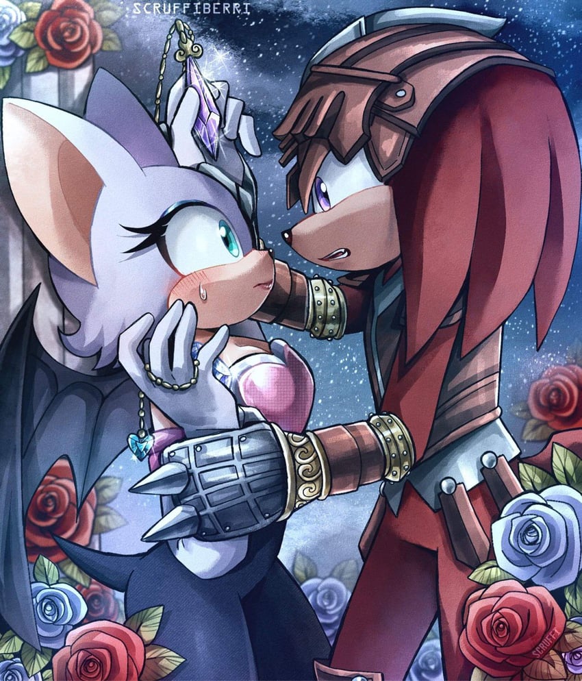 rouge the bat, knuckles the echidna, and gawain (sonic and 1 more) drawn by scruffyart