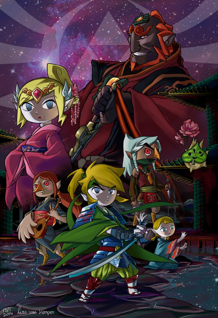 link, princess zelda, toon link, ganondorf, korok, and 5 more (the legend of zelda and 1 more) drawn by vkliza