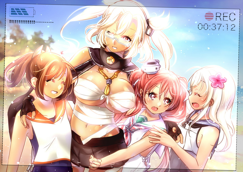 musashi, ro-500, i-401, libeccio, and musashi kai (kantai collection) drawn by juurouta