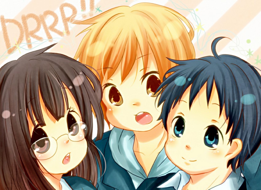 sonohara anri, ryuugamine mikado, and kida masaomi (durarara!!) drawn by kanamori_mao